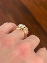Yellow gold IGI certified 3.11ct antique cushion cut lab diamond ring