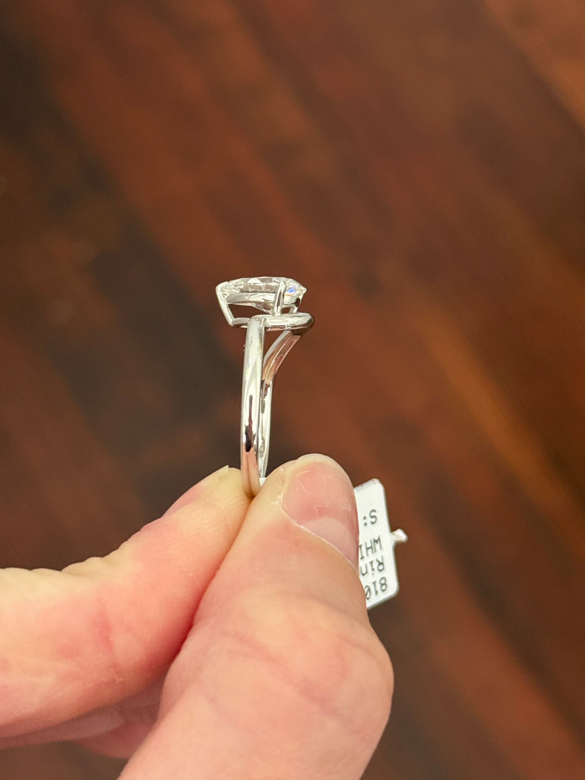 White gold 1.48ct pear shape lab diamond ring