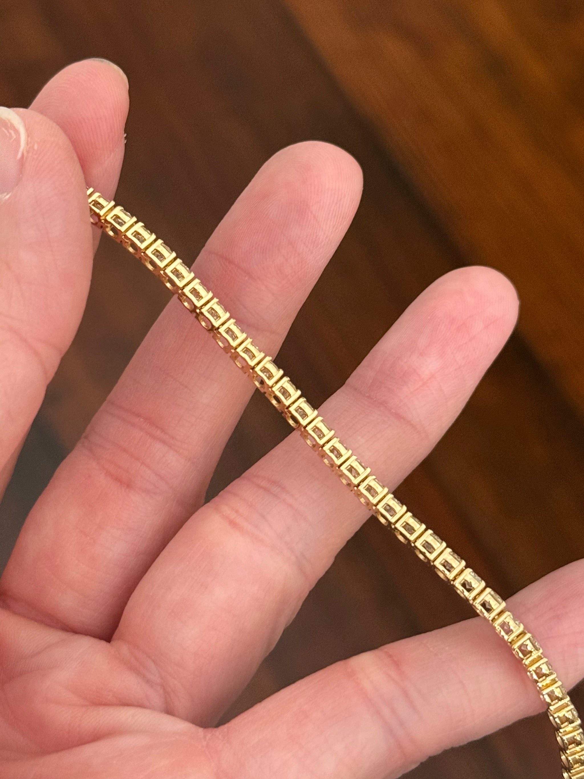 4 prong yellow gold 7.02ct natural diamond tennis bracelet