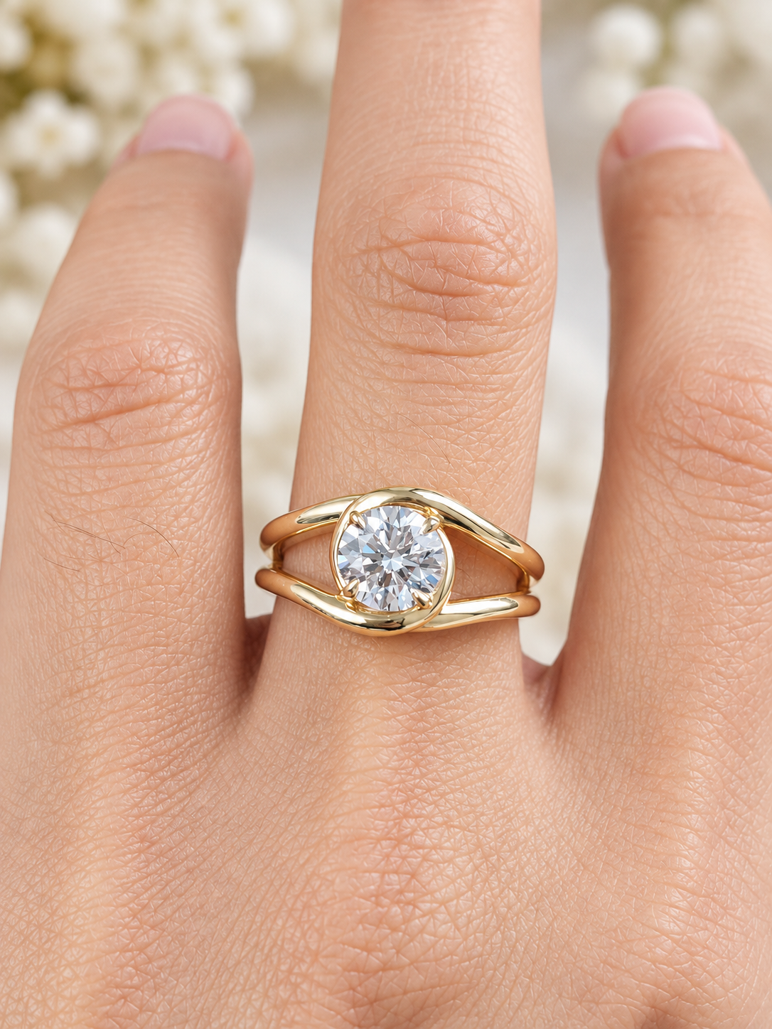 Custom Made 1cttw Round Lab Diamond Tess Knot Ring