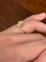 Yellow gold oval and pear shape lab diamond ring