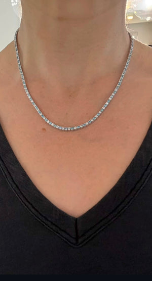 9.49 CT Blue and White Lab Diamonds Tennis Necklace