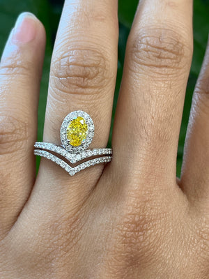 *Premade* 1.65 cttw Fancy Yellow Oval with Lab diamonds Halo Engagement Ring