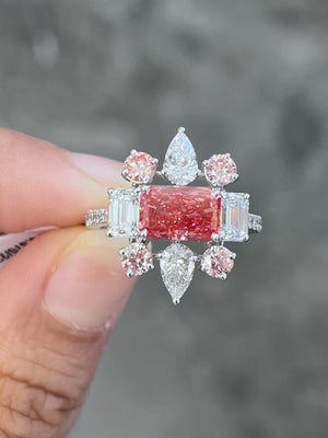 *Premade* 3.87 cttw Mixed Fancy Color with 3/4 Lab Diamonds Ring