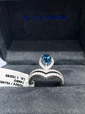 *Premade* 1.75 cttw Pear Fancy Blue Lab Grown Diamond Halo Engagement Ring