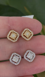 Diamond stud earrings available in yellow and white gold