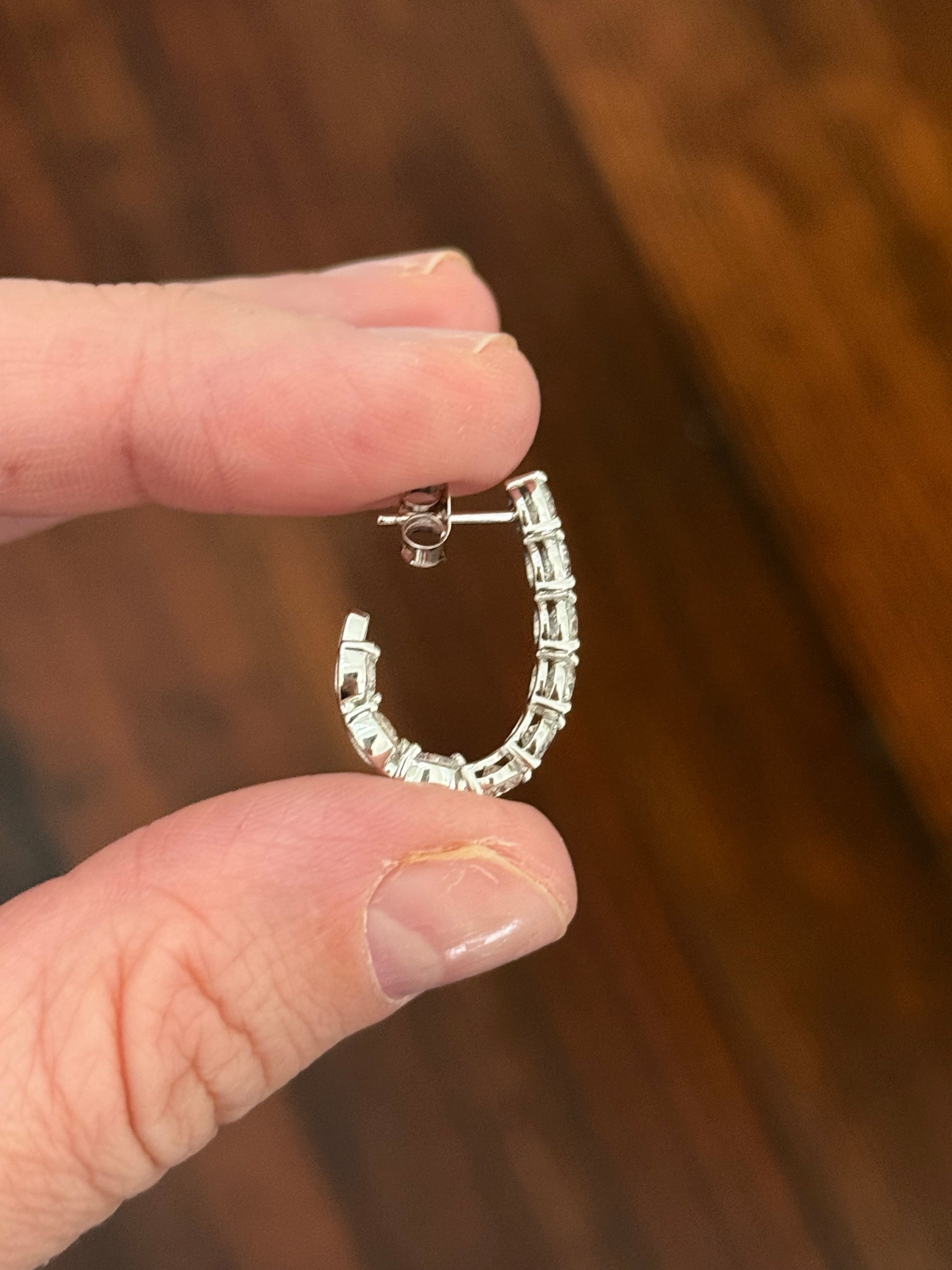 White gold 3.16ct lab diamond open back hoop earrings