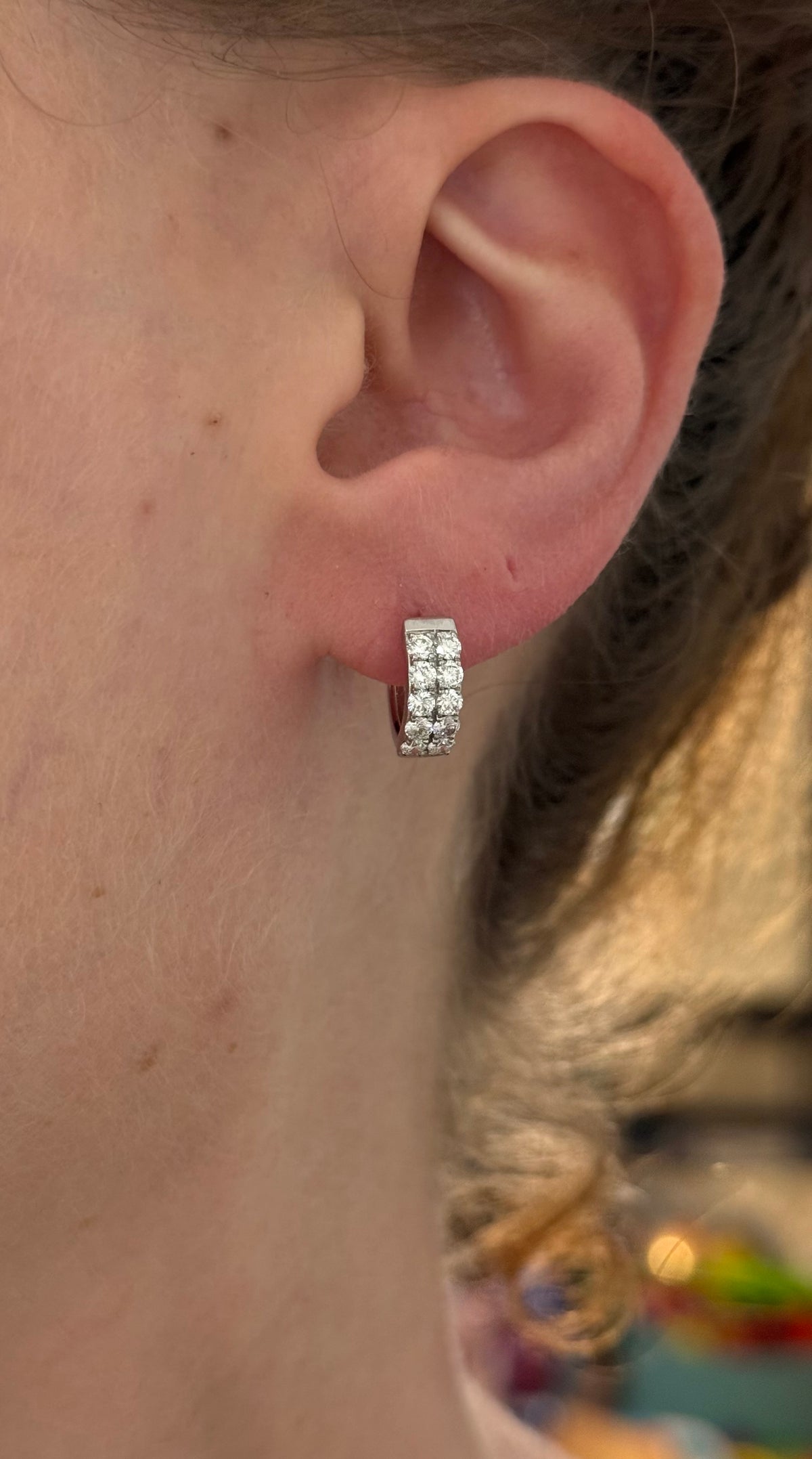12.2mm white gold 0.91ct lab diamond hoop earrings