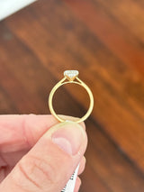 Yellow gold with white gold prongs radiant lab diamond ring