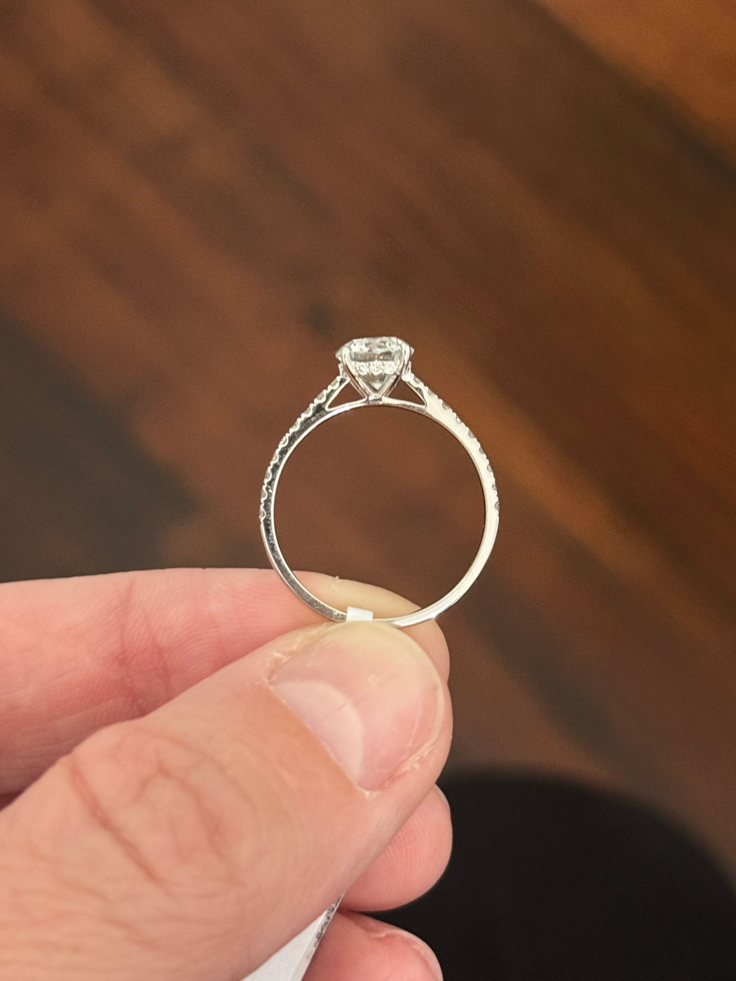 White gold 1.36ct lab diamond ring. Center stone is 1.09cts and measures 6.2mm