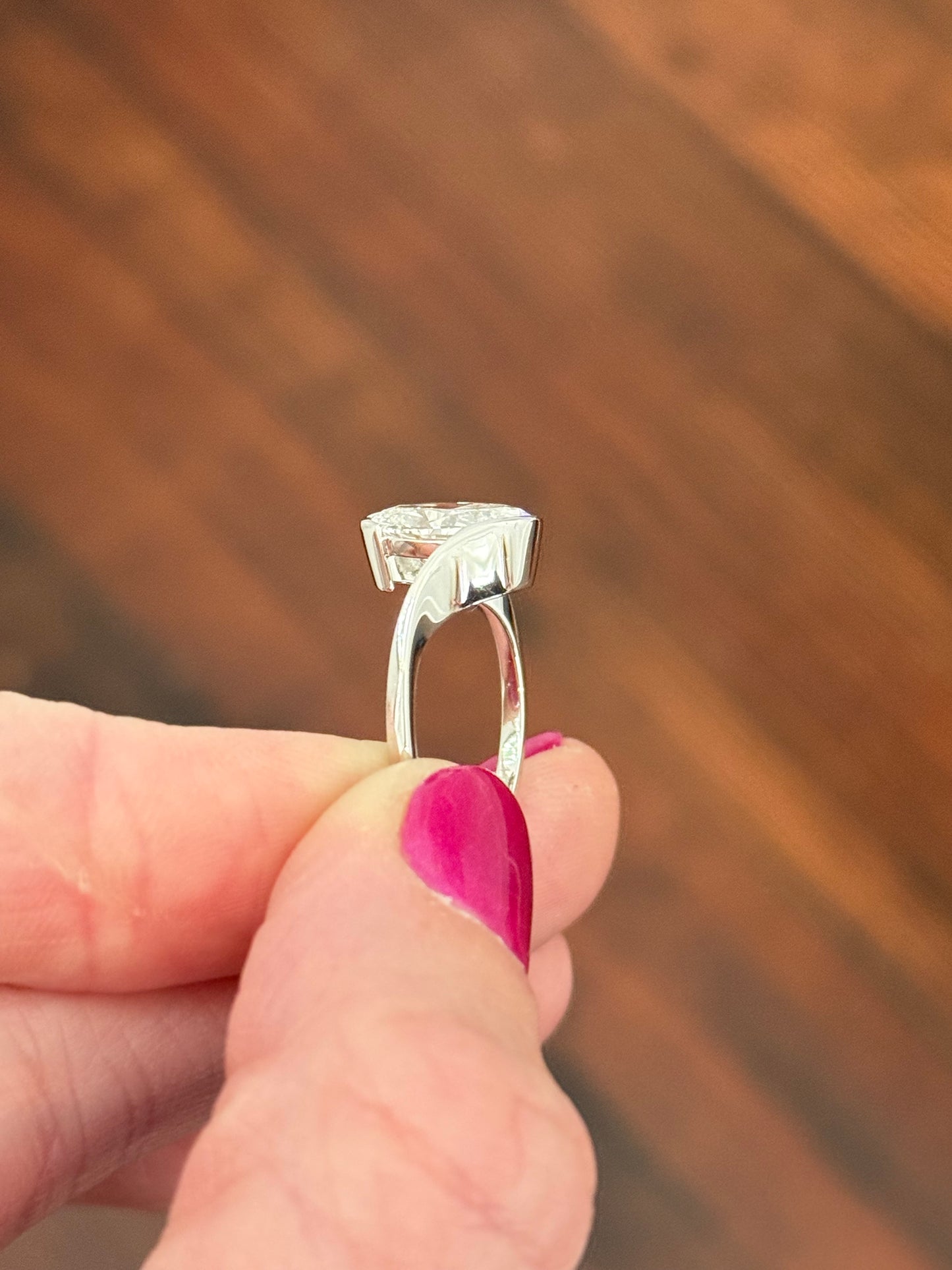 White gold IGI certified 3ct oval lab diamond ring