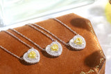 18K White Gold Real Natural Yellow Diamond Pendant Necklace for Women