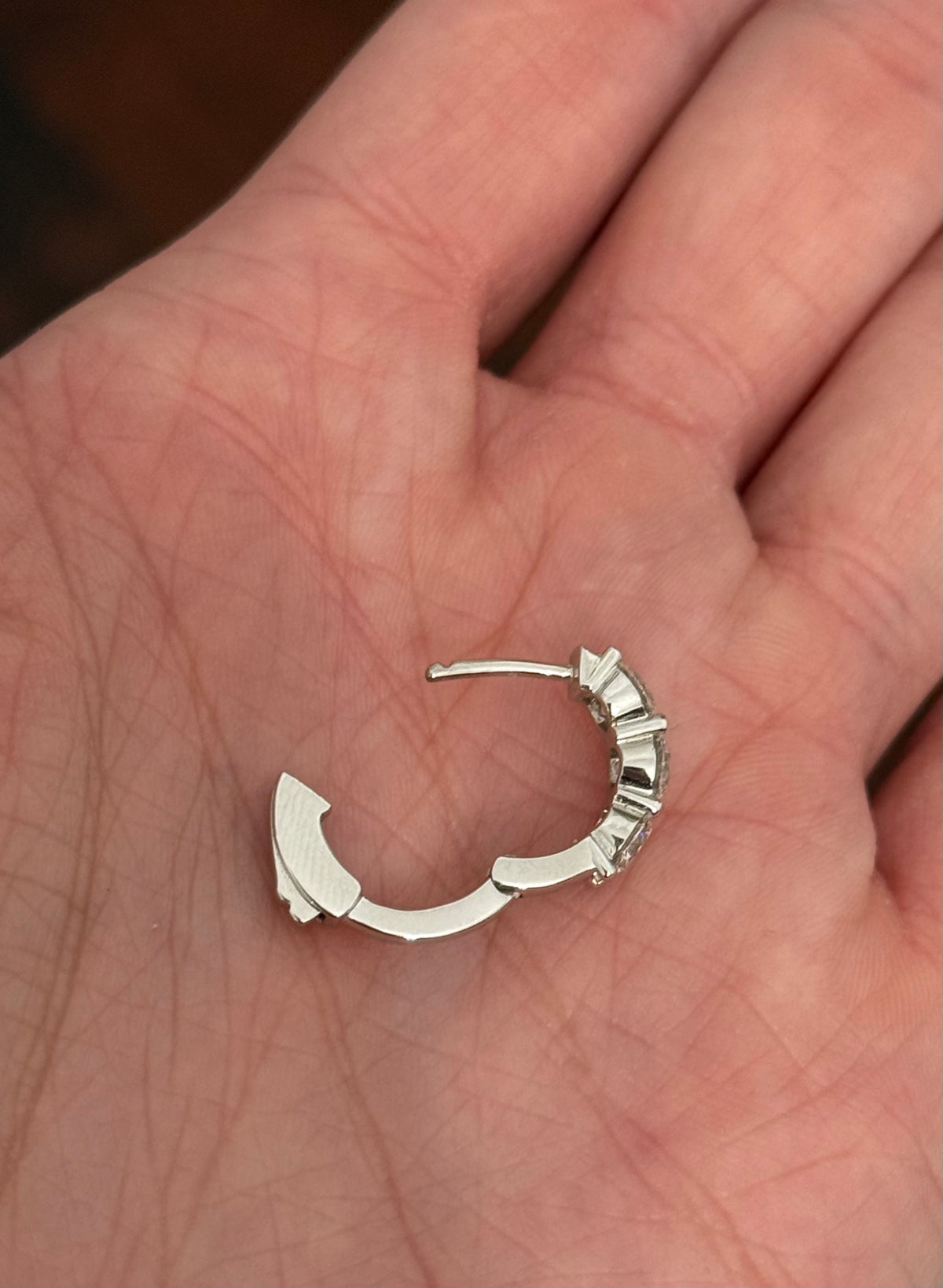 14.9mm white gold 2.6ct lab diamond hoop earrings