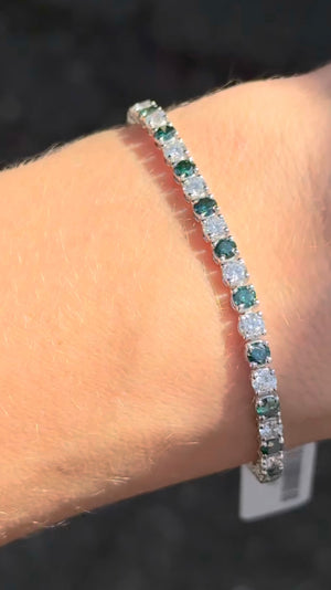 6.54 CT Green and white Lab diamond tennis bracelet