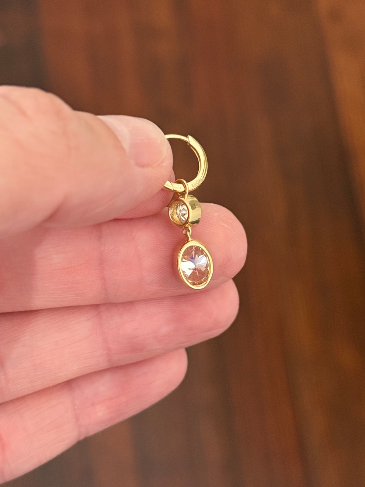 IGI certified dangling bezel set 2.68ct oval and round lab diamond and 10.2mm hoop earrings