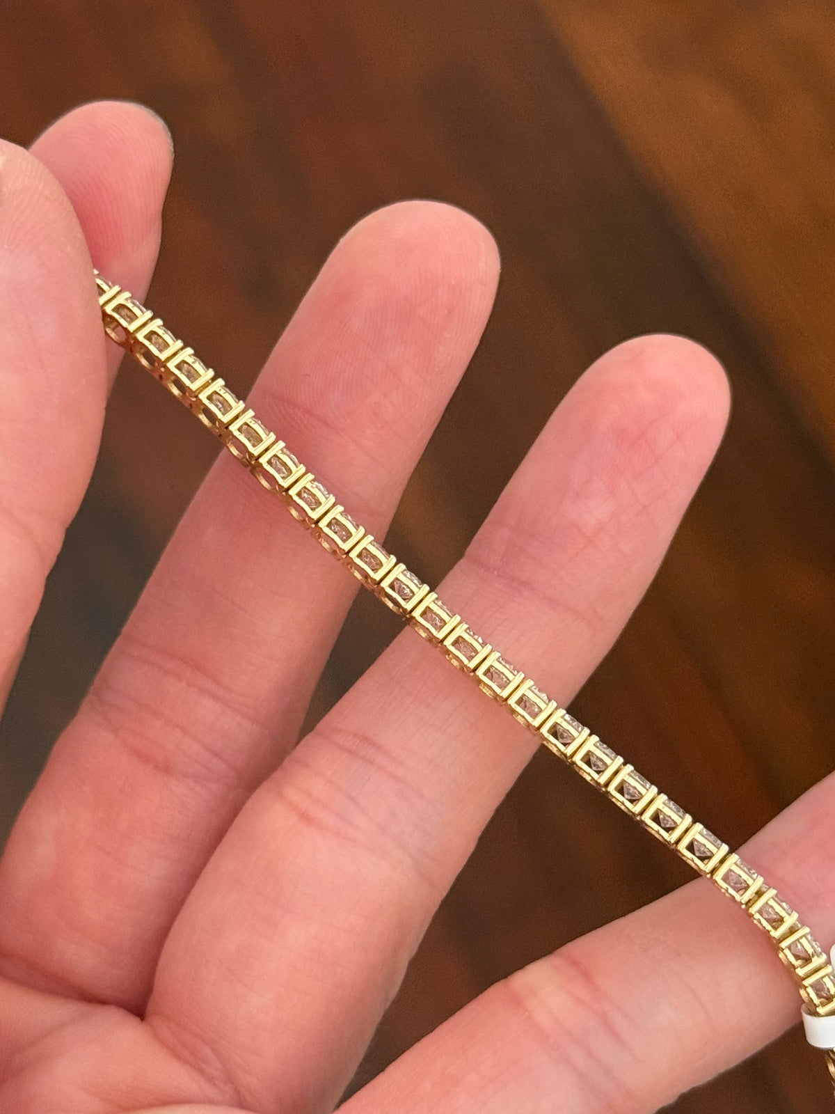 4 prong yellow gold with white gold prongs 7.42ct lab diamond tennis bracelet