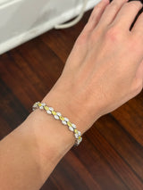 White gold 12.11ct marquise yellow and white lab diamond bracelet