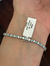 4 prong white gold 4.9ct blue and white lab diamond tennis bracelet