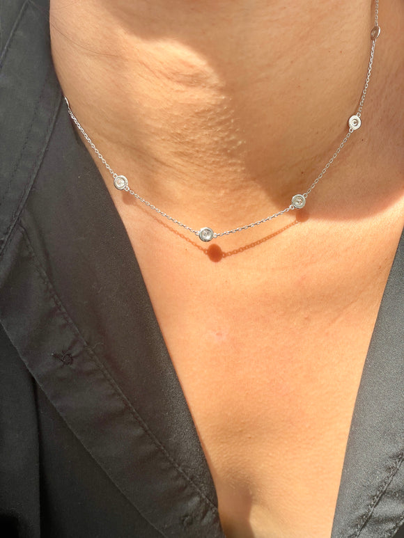 Lab 1.60ct Station Necklace 16inches