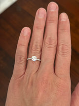 White gold 1.36ct lab diamond ring. Center stone is 1.09cts and measures 6.2mm