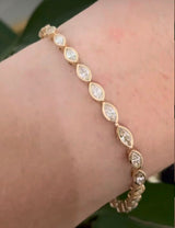 Yellow gold bezel set 4.05ct marquise natural diamond bracelet