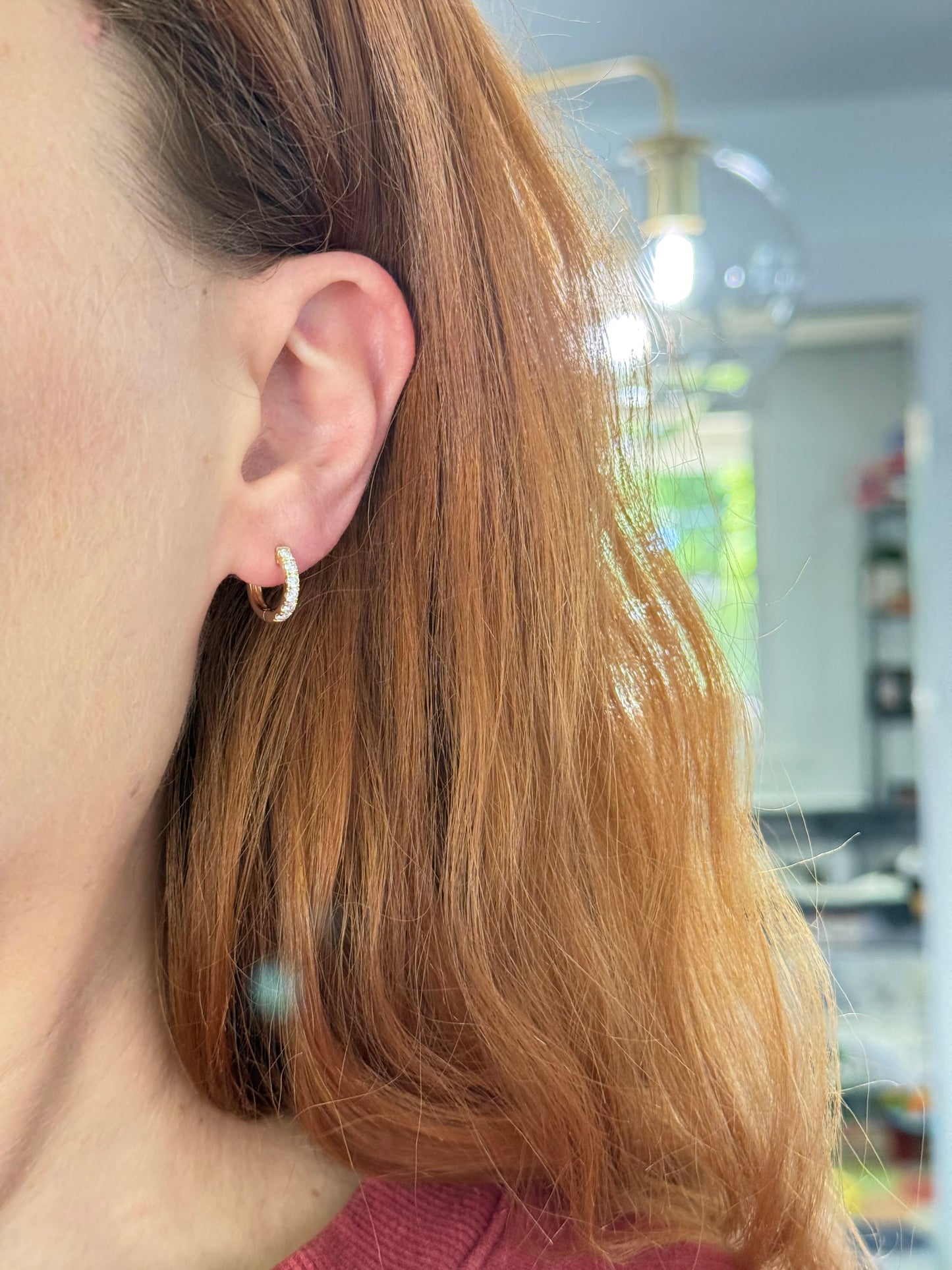 11.8mm yellow gold 0.48ct lab diamond hoop earrings