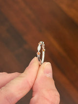 White gold orange and white lab diamond band