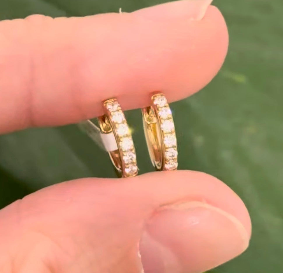 10.4mm yellow gold 0.19ct lab diamond hoop earrings