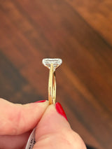 Yellow gold IGI certified radiant lab diamond ring. Lab diamond is set in white gold