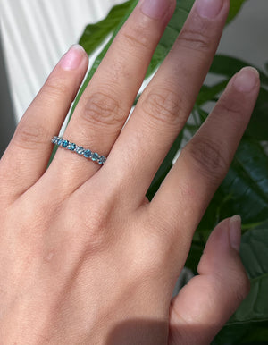 *Premade* 1.84 cttw Half Fancy Blue and Half Lab Diamonds Eternity Band