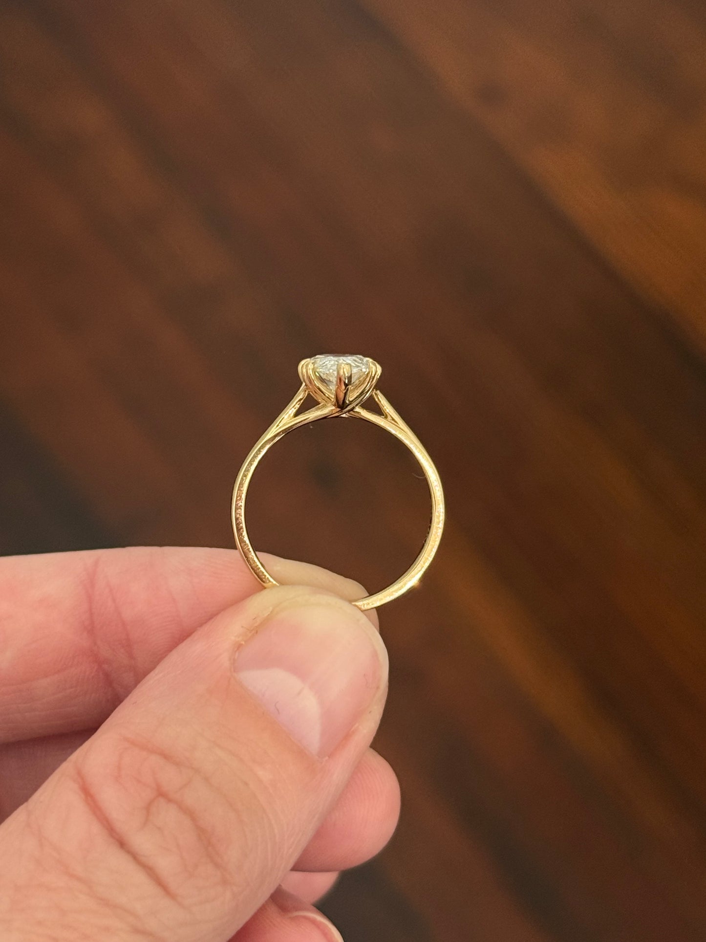 Yellow gold 1.99ct marquise lab diamond ring
