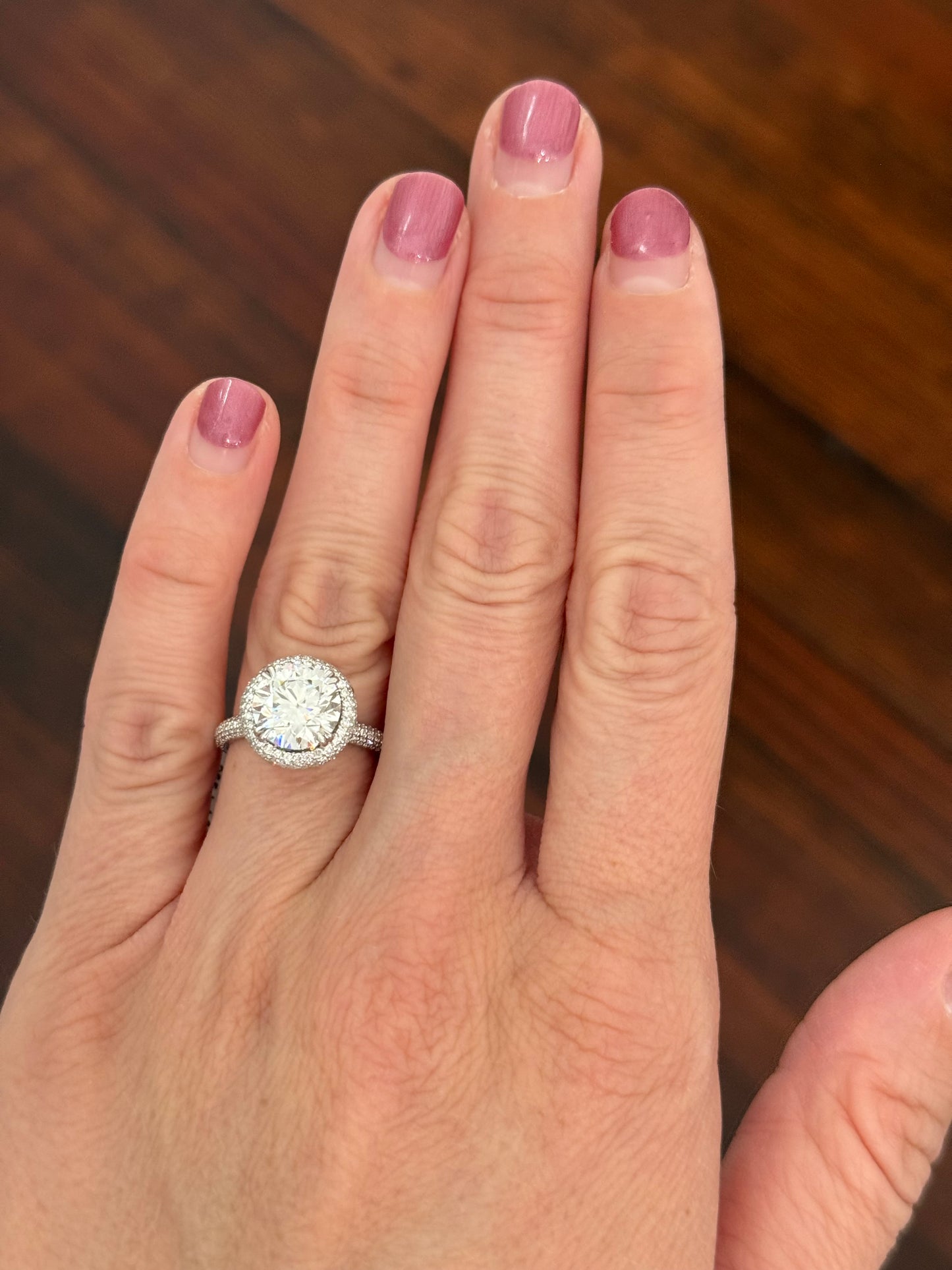White gold round lab diamond ring