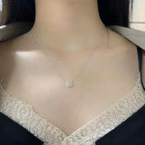 18K White Gold Real Natural Yellow Diamond Pendant Necklace