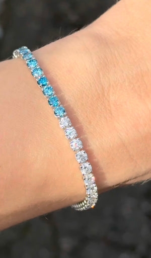 7.81 ct Blue and White Lab Diamond Tennis bracelet