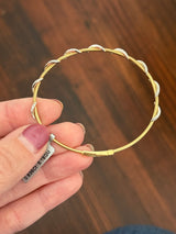 Yellow gold lab diamond flex bracelet. Lab diamonds are set in white gold.