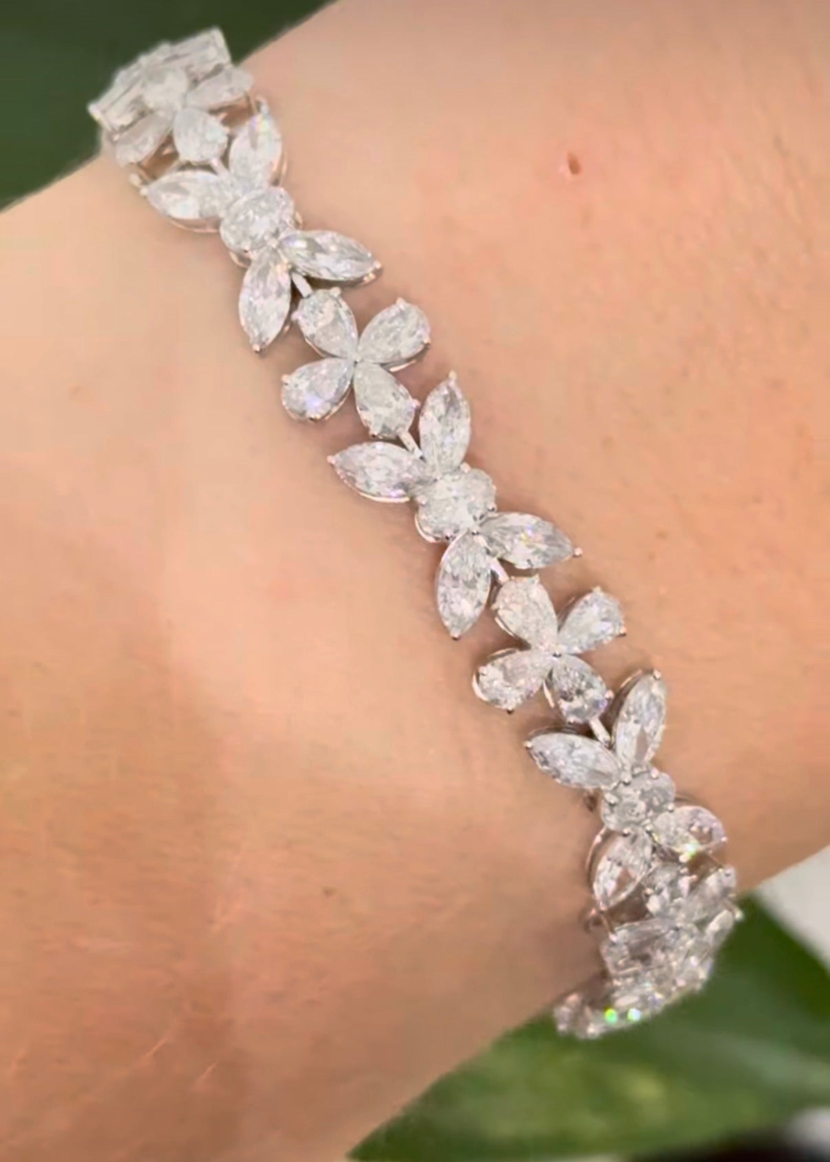White gold 9.9ct marquise, oval and pear shape lab diamond bracelet