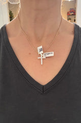 IGI certified yellow gold 1.87ct lab diamond cross pendant
