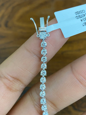 3.92 CT Lab 7 inches 3 Prongs Tennis Bracelet