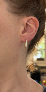 Yellow gold 0.32ct lab diamond oval hoop earrings