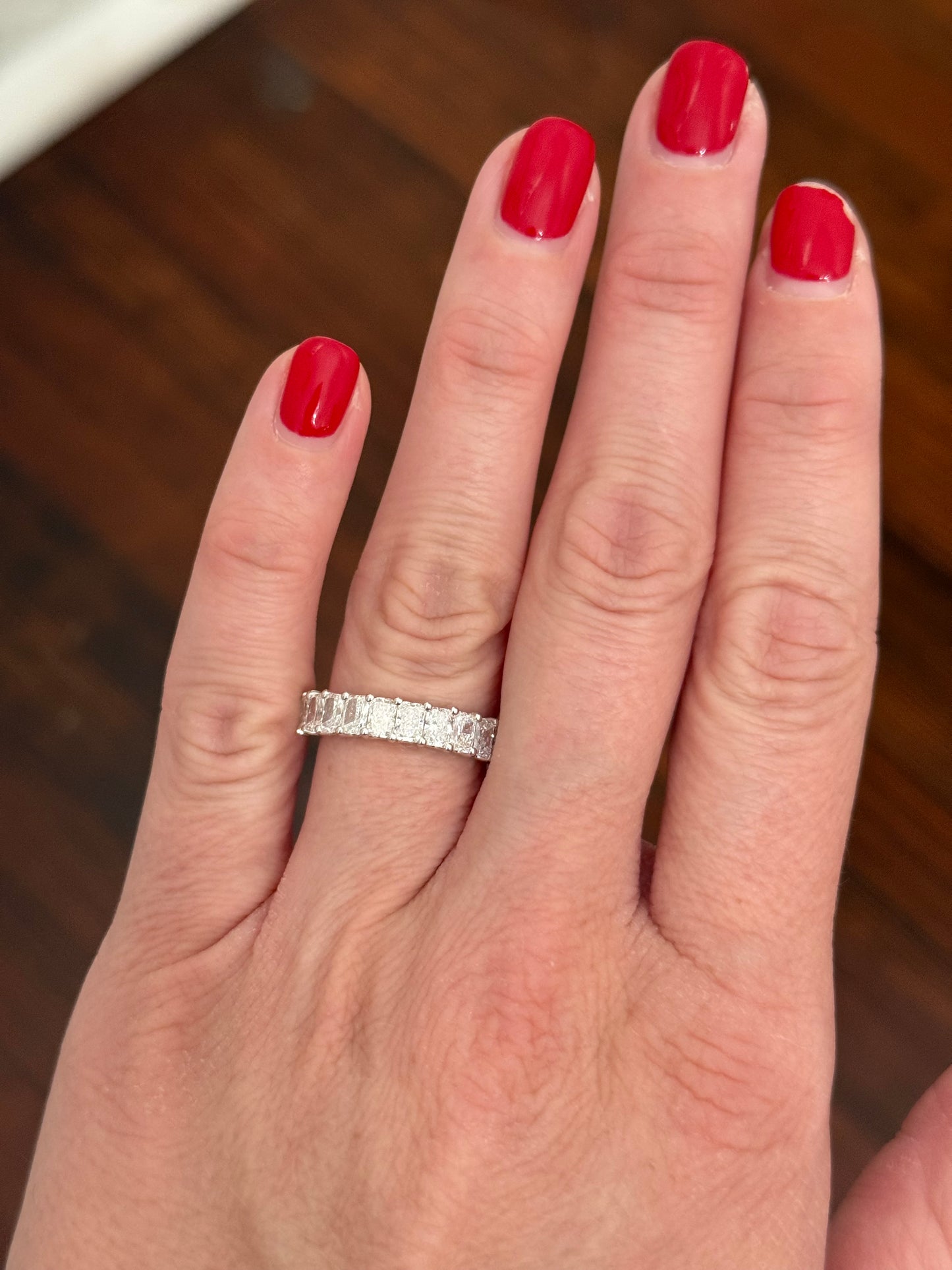 White gold 2.11ct radiant lab diamond band