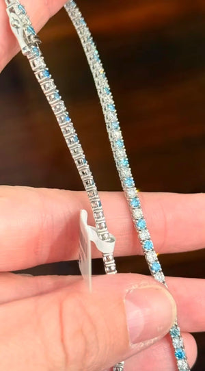 9.49 CT Blue and White Lab Diamonds Tennis Necklace