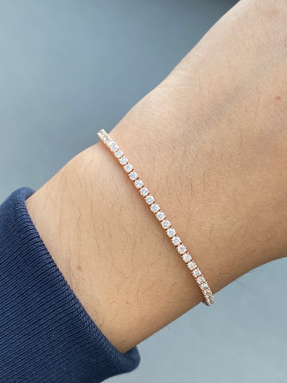 2.24 CT Lab 7 Inches Rose Tennis Bracelet
