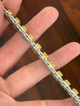 White gold 17.1ct cushion yellow lab diamond and round white lab diamond bracelet