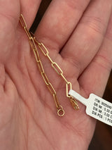 Yellow gold paperclip 3.02ct emerald cut lab diamond bracelet. Emerald cut measures 9.90x6.75mm