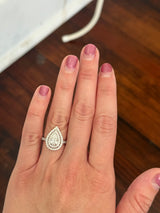 White gold pear shape and round lab diamond ring