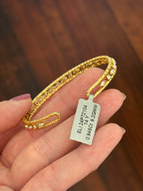 Yellow gold marquise and round lab diamond flex cuff