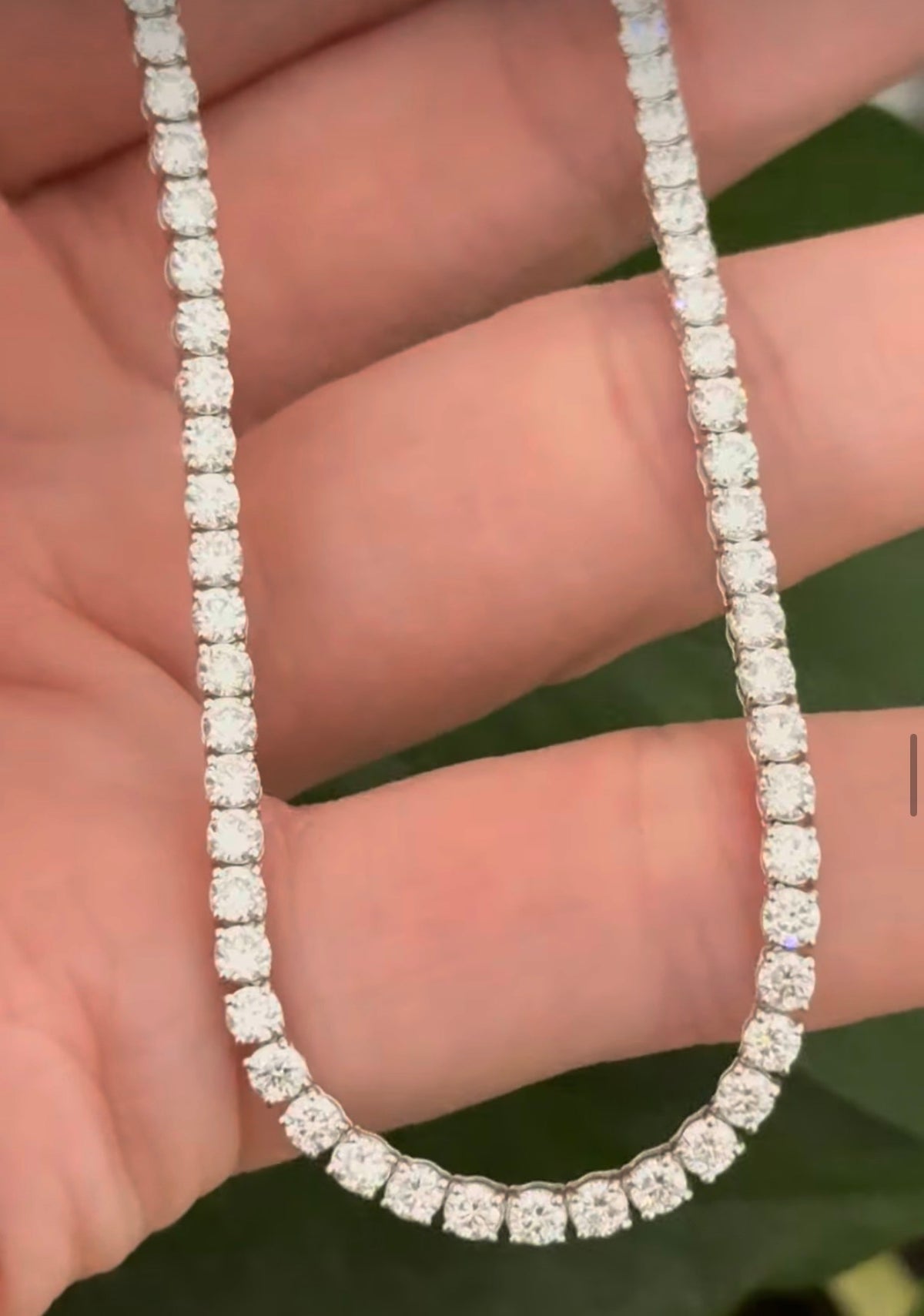 16.5” 4 prong white gold 10ct lab diamond tennis necklace