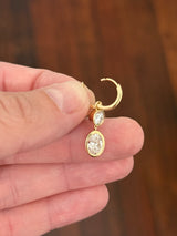 IGI certified dangling bezel set 2.68ct oval and round lab diamond and 10.2mm hoop earrings