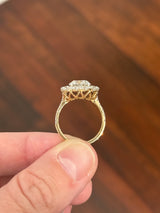 Yellow gold 4.7ct lab diamond ring. Prongs are white gold.