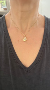 Yellow gold J shaped lab diamond pendant